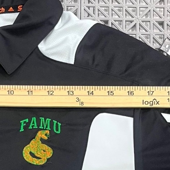Adidas FAMU Rattlers Polo Shirt Mens Medium Black Climalite Athletic Collegiate - Picture 7 of 10